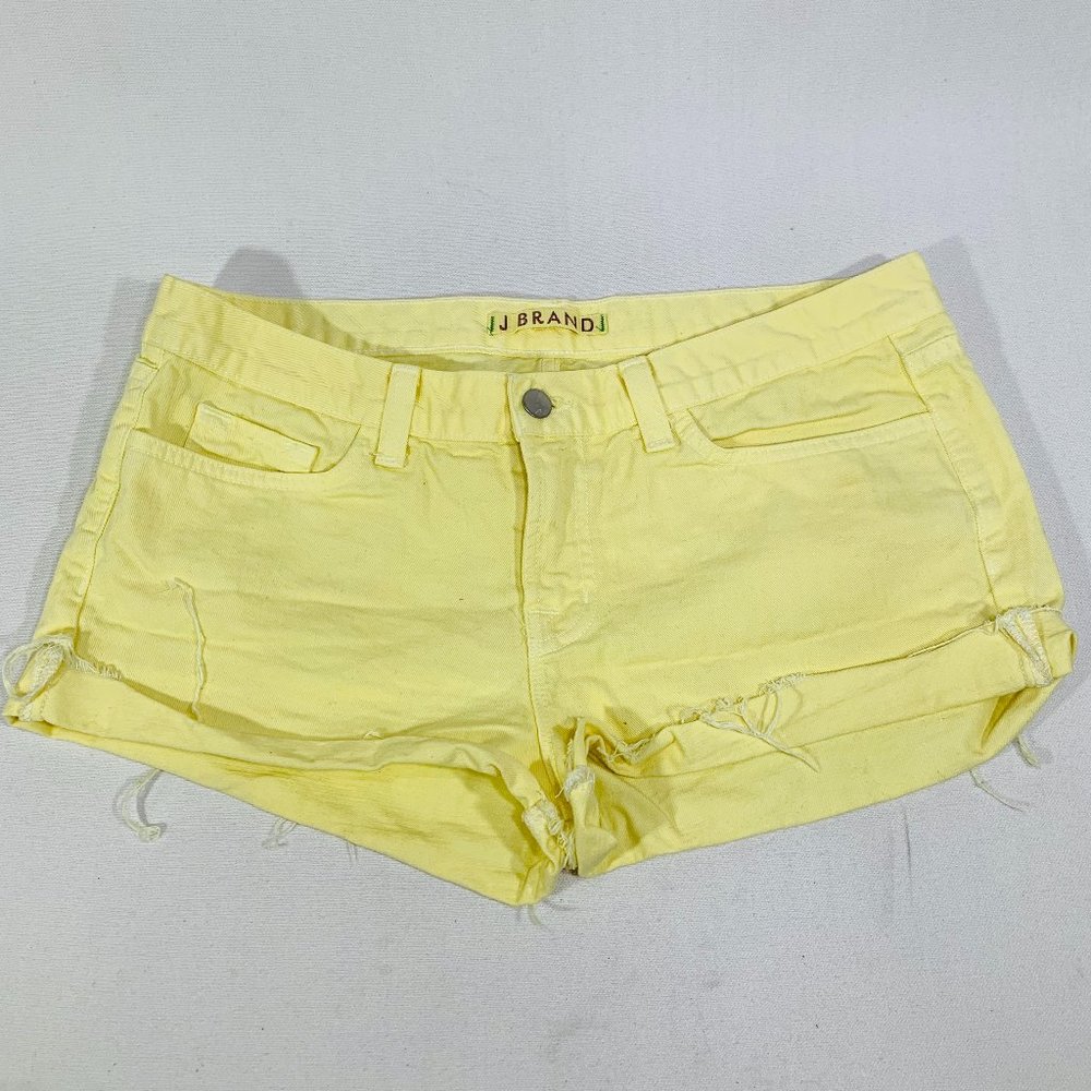 J Brand Cut Off Jean Short Frayed Hem Brt Yellow